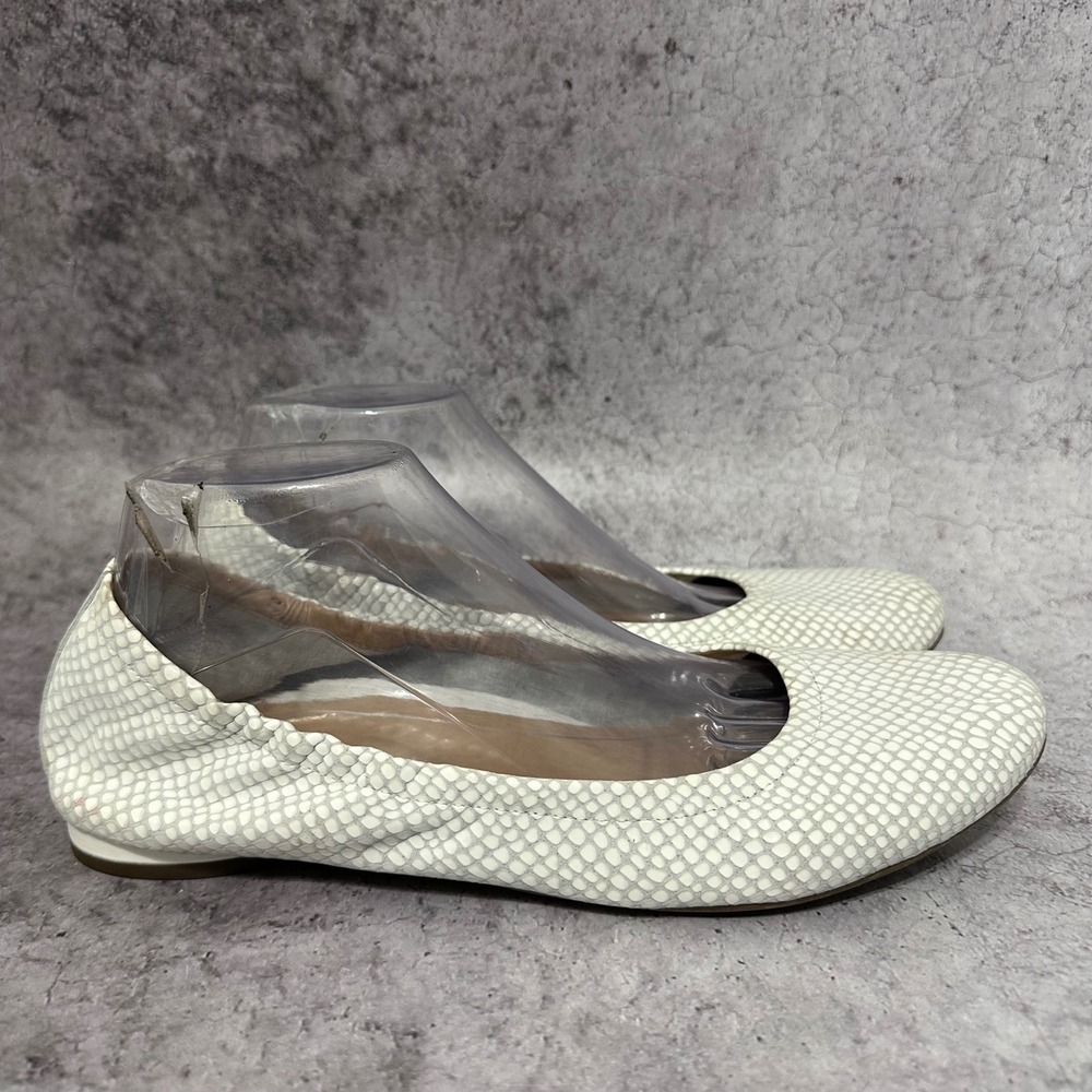 Vionic Alexa Ballet Flats Womens 11 White Lizard Embossed Leather Orthotic